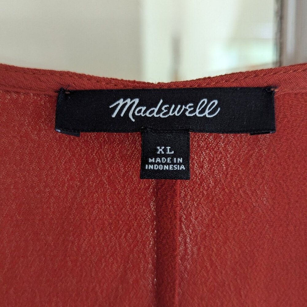 Madewell Heather Long Sleeve Button-down Dress, Rust Red, Size Large - Picture 10 of 13